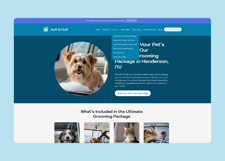 Spotless Touch landing page of a specific service titled 'Post Construction Cleaning' with a contact form on the side