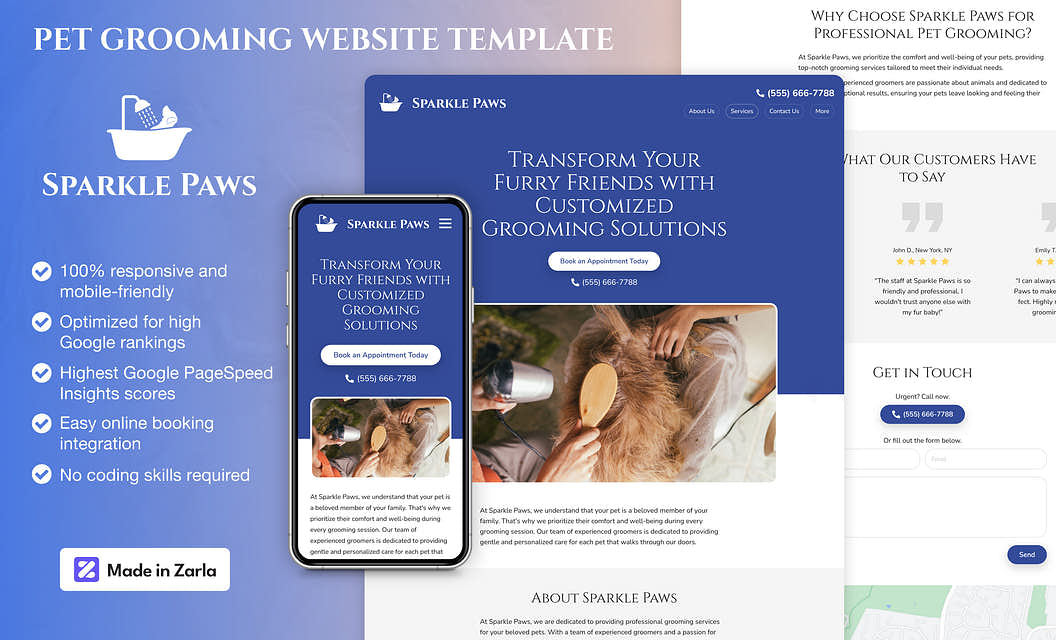 Sparkle Paws Pet Grooming Website Template