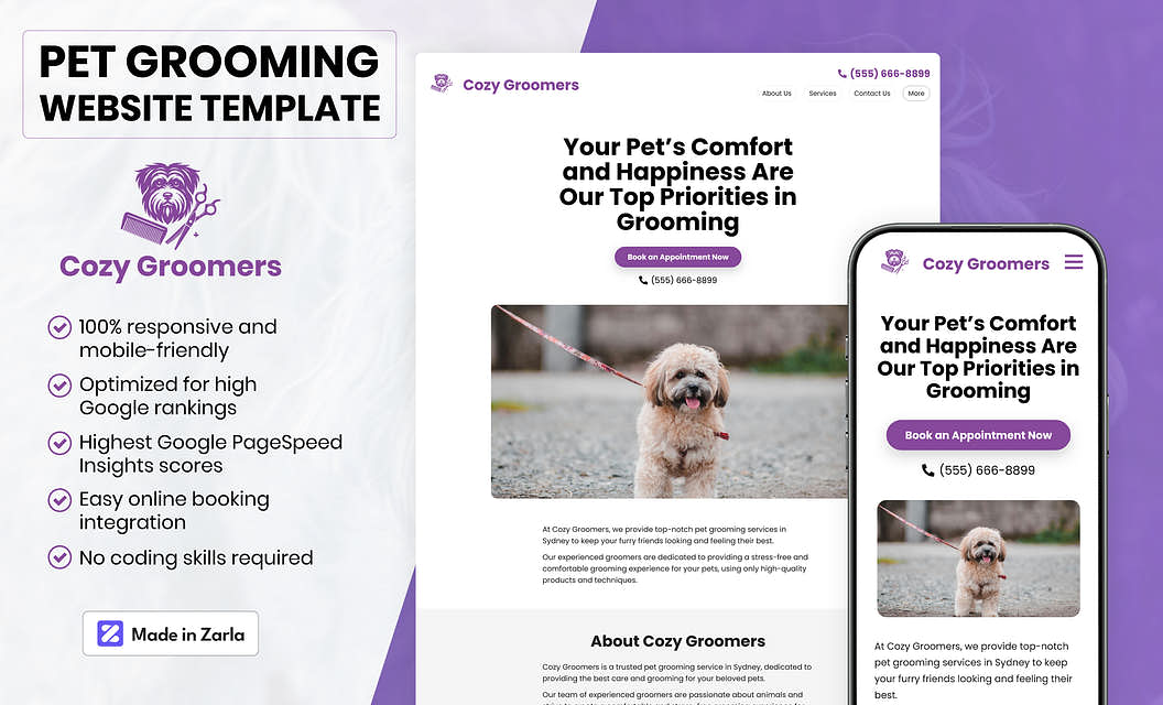 Cozy Groomers Pet Grooming Website Template