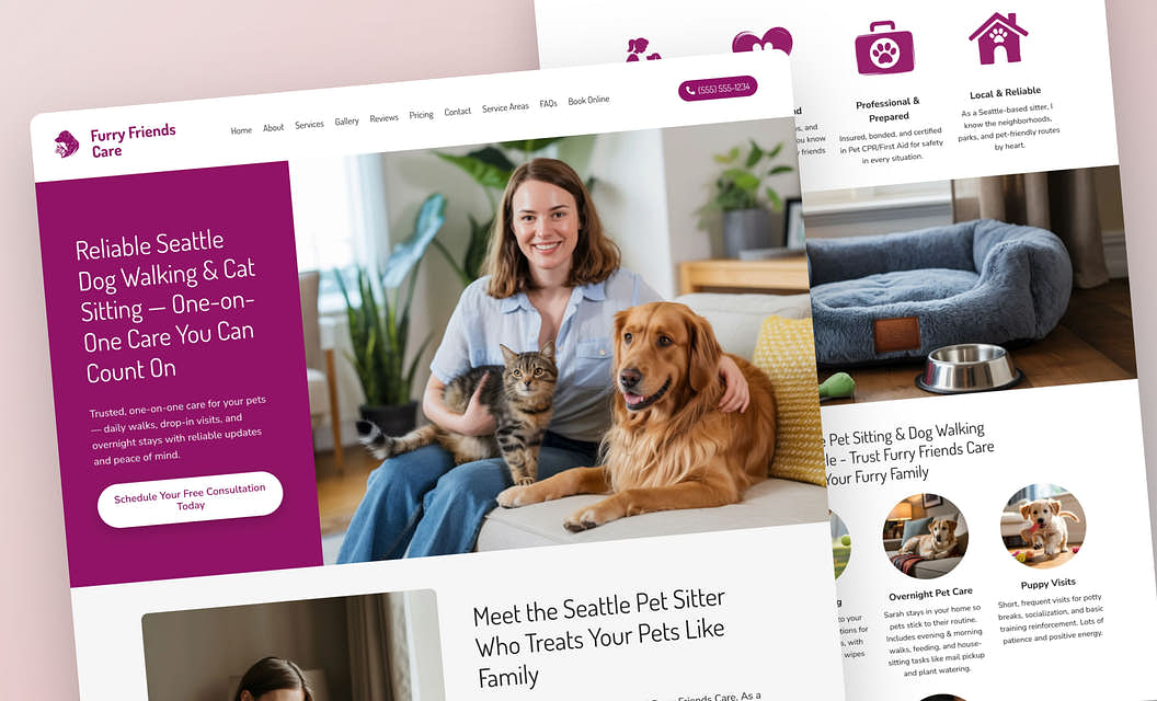 Furry Friends Care Pet Sitting Website Template