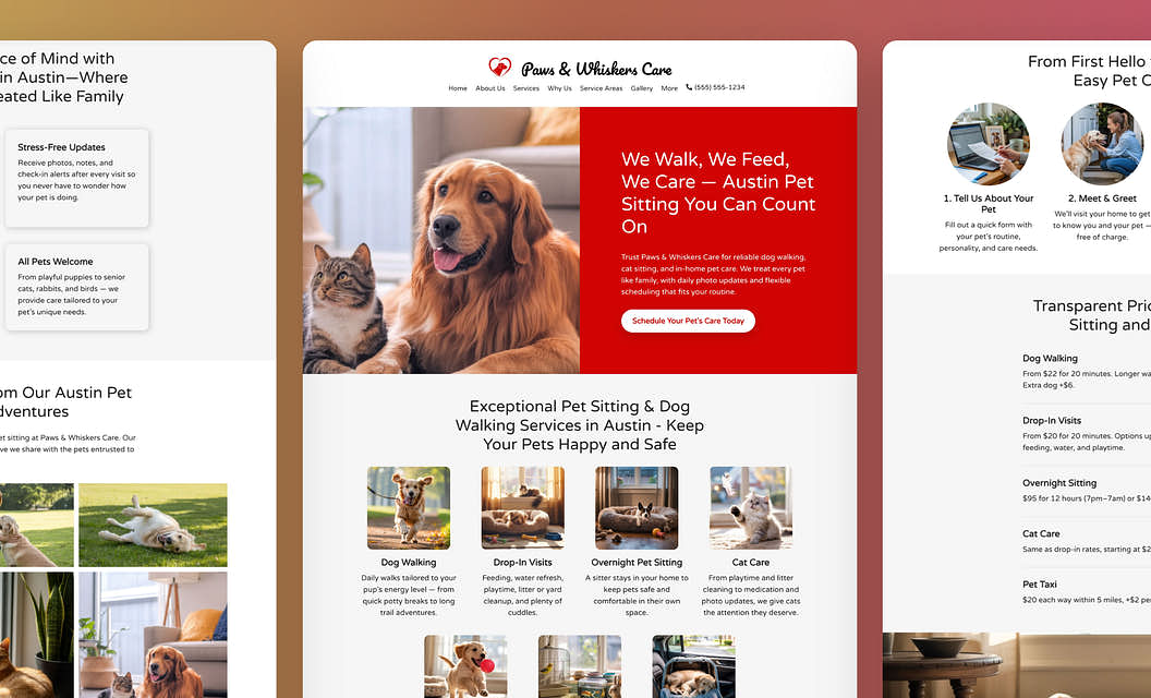 Paws & Whiskers Care Pet Sitting Website Template