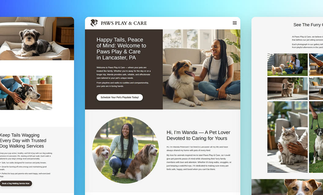 Paws Play & Care Pet Sitting Website Template