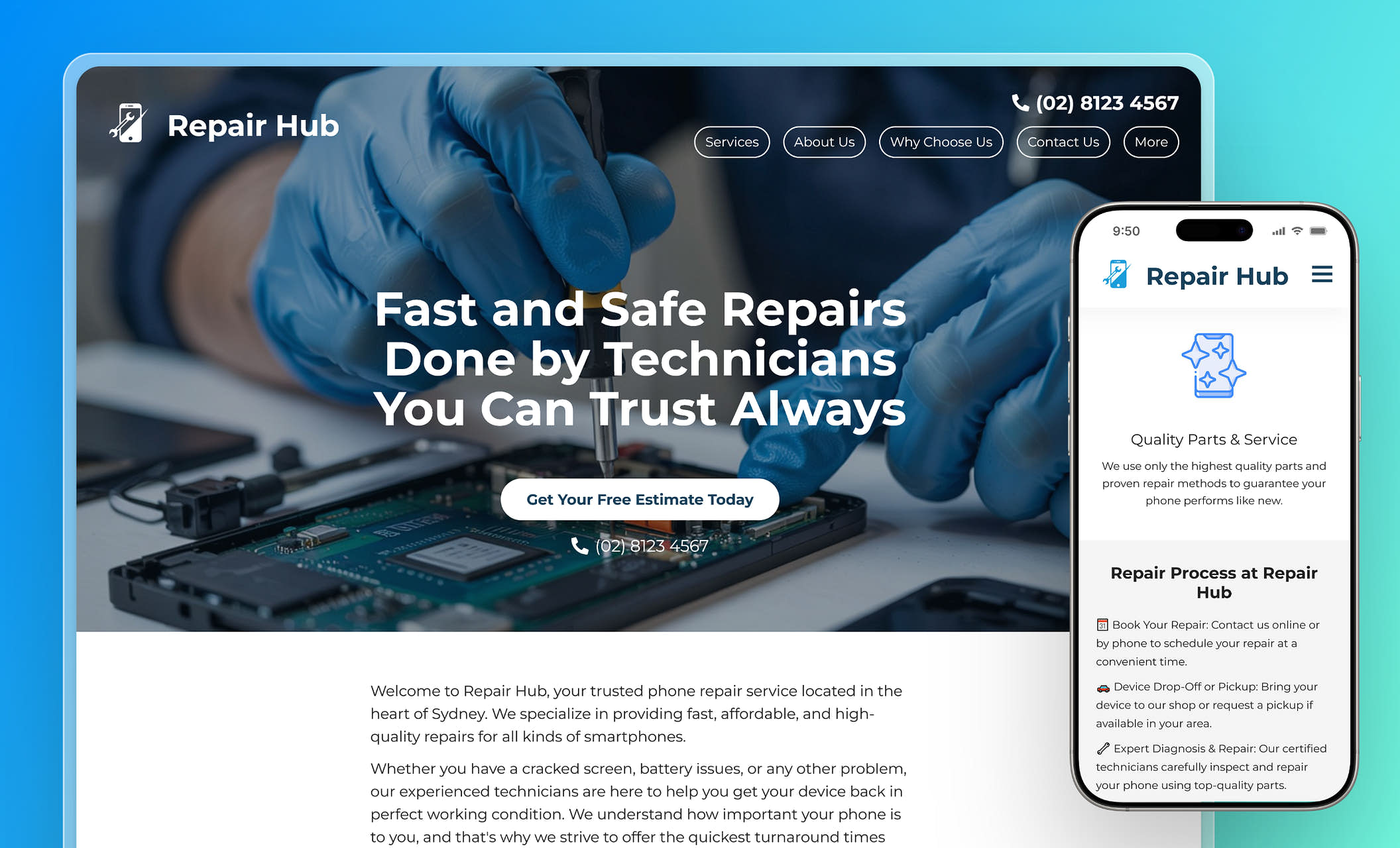 Free phone repair website templates for technicians and smartphone