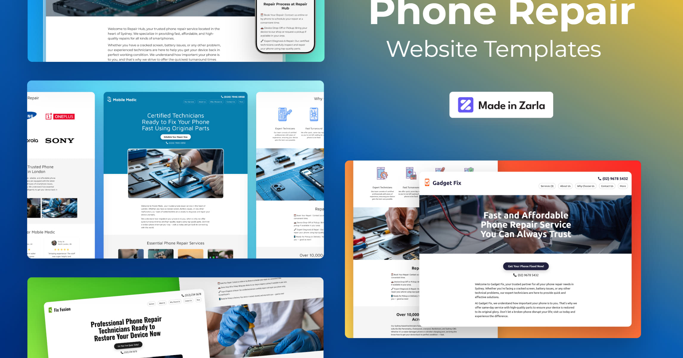 Free phone repair website templates for technicians and smartphone