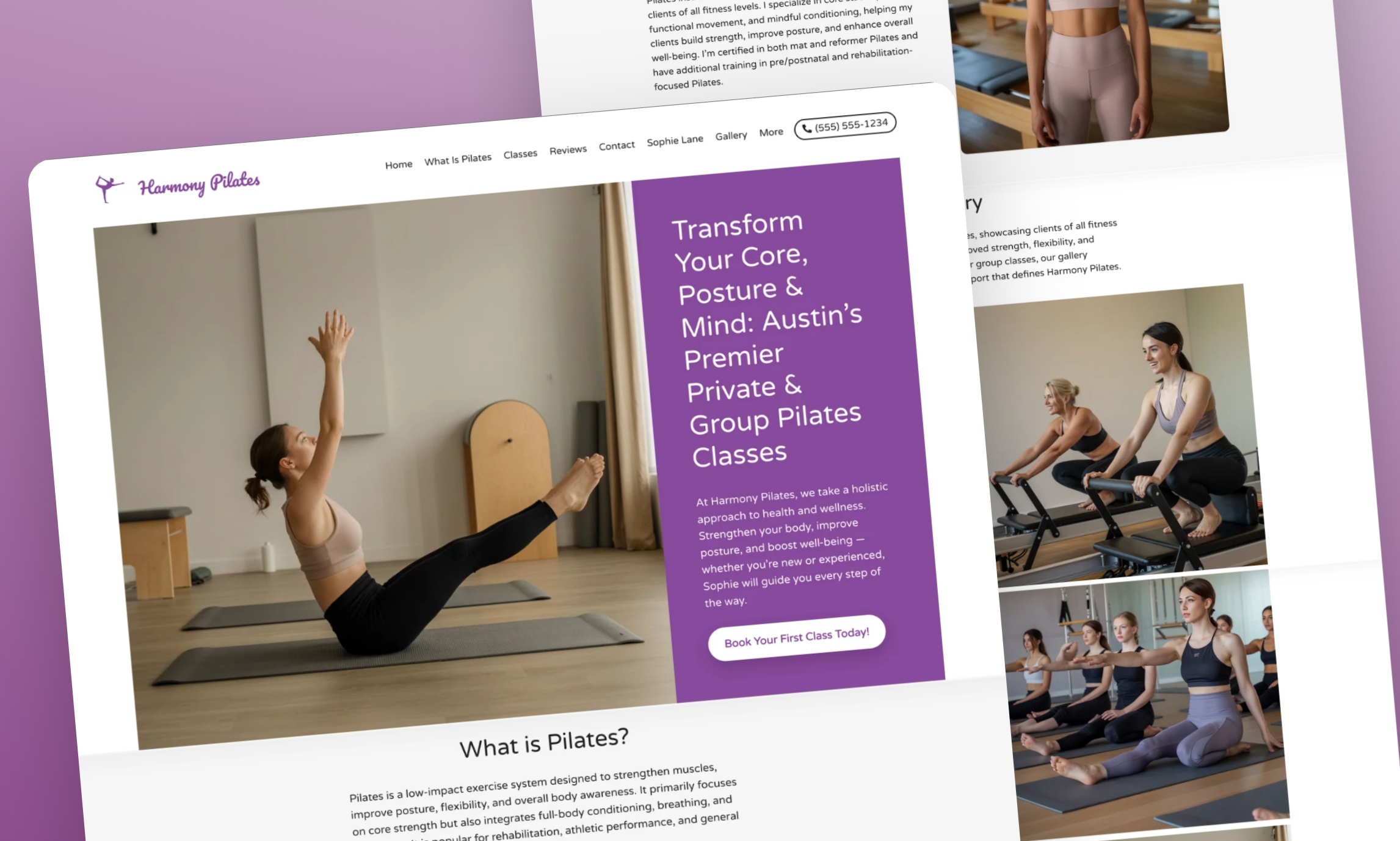 Preview of website template Harmony Pilates