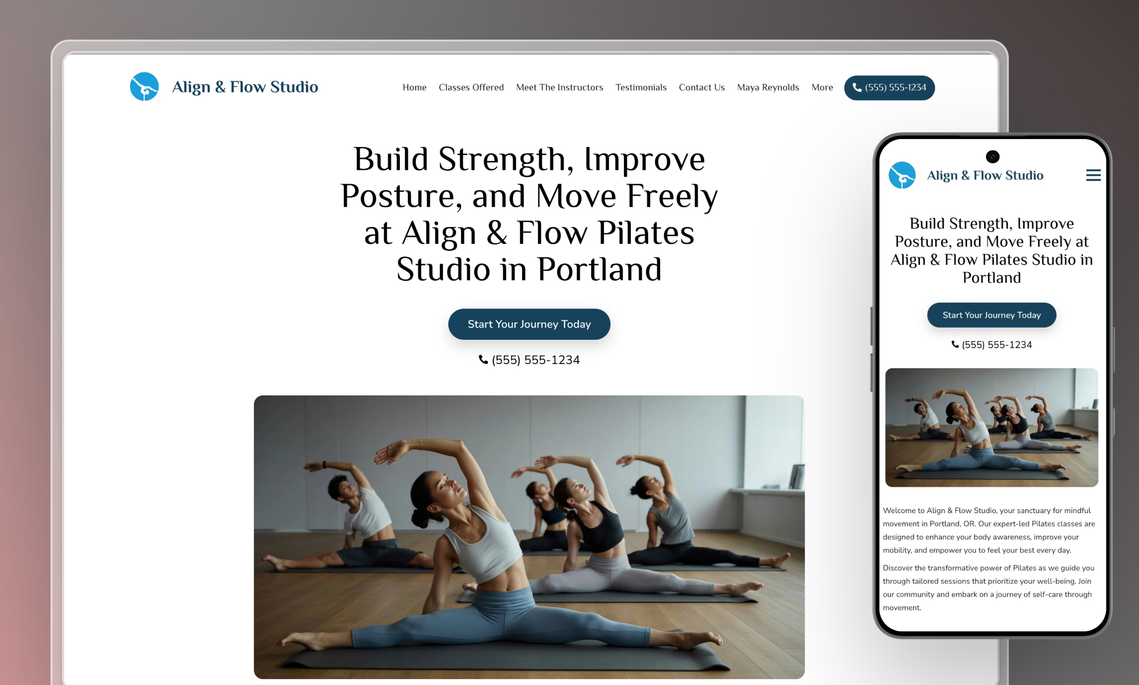 Preview of website template Align & Flow Studio