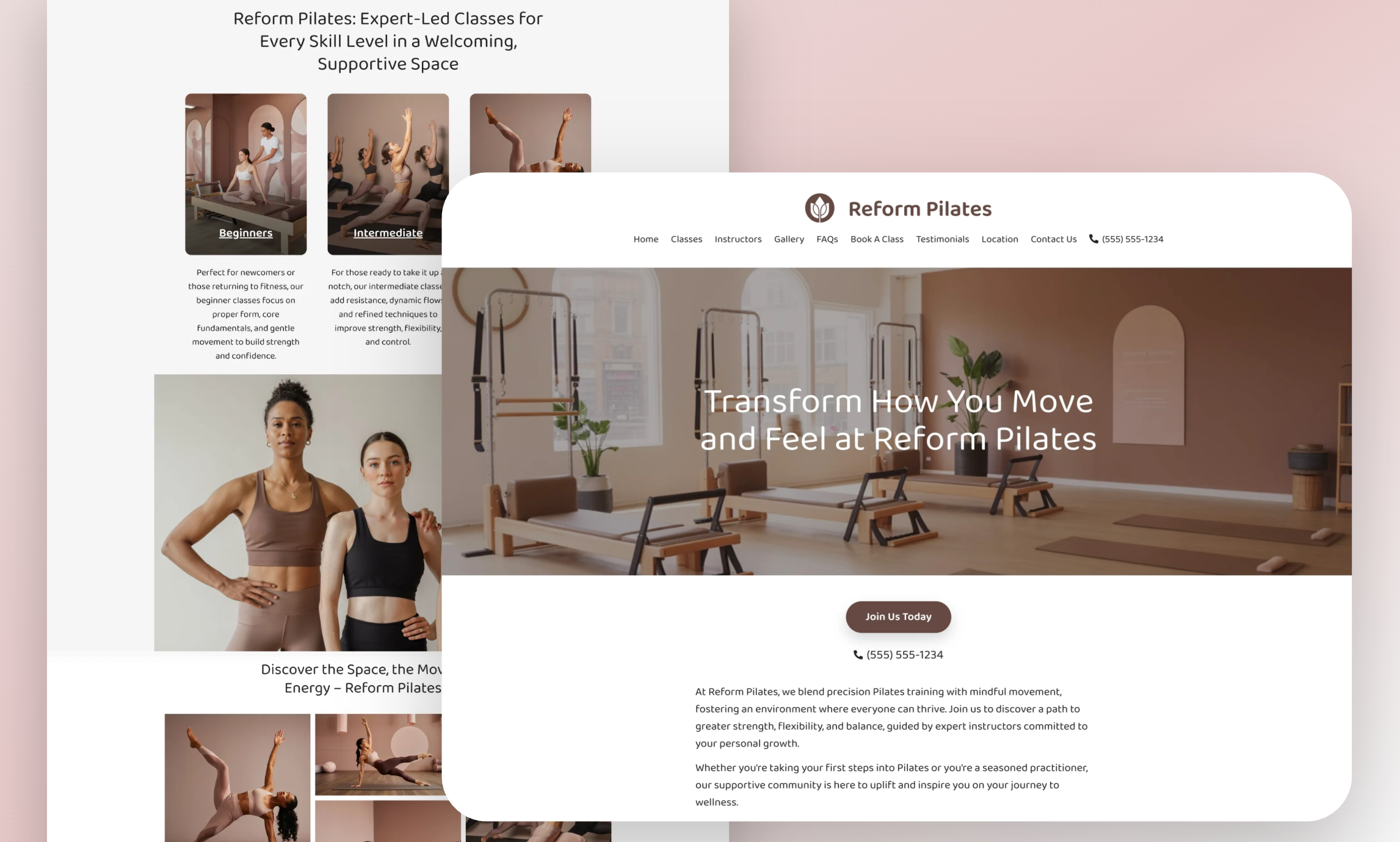 Preview of website template Reform Pilates