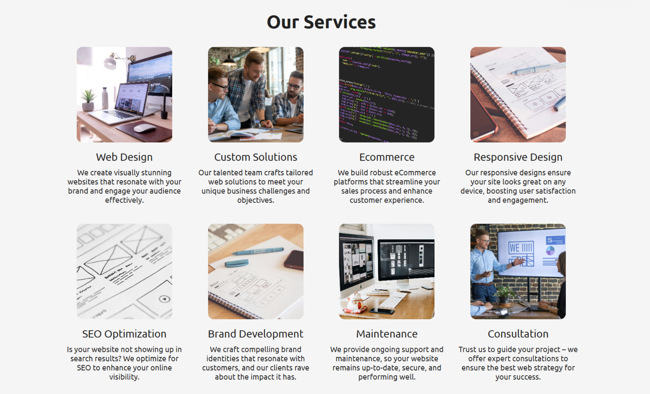 Colorful grid of website thumbnails featuring designs for driving schools, cleaning services, bakeries, florists, pet trainers, and more, showcasing Pixelcraft Web Studio’s vibrant and versatile digital portfolio