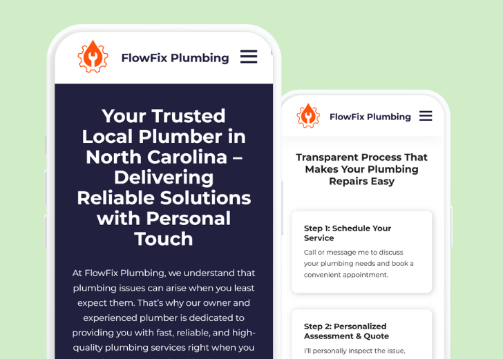 Revive Detailing and Spotless Touch landing pages in two smartphones, side by side, showing mobile view of the websites