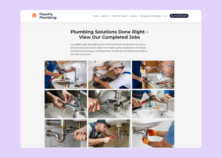 Gallery section titled 'Explore Our Stunning Home Remodeling Projects' with a gallery of 6 images of wooden-themed interior design in a masonry grid layout