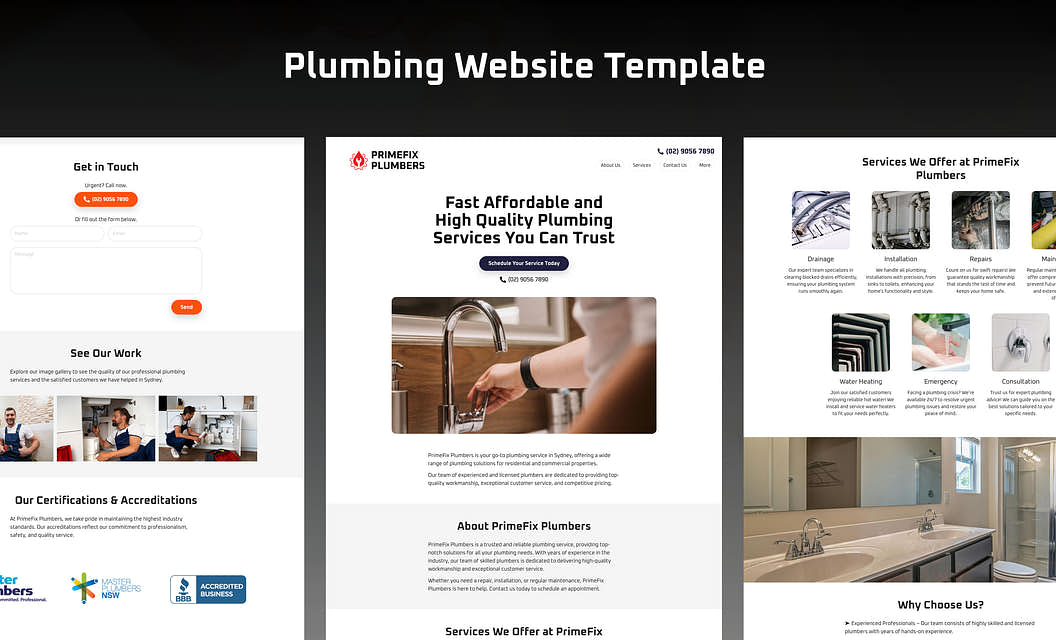 PrimeFix Plumbers - Plumbing Website Template