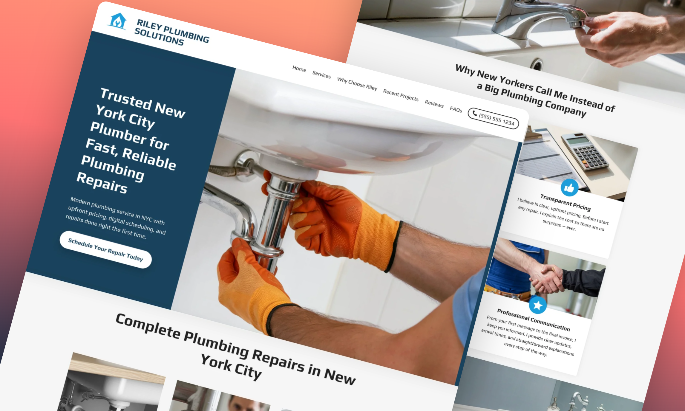 Preview of website template Riley Plumbing Solutions