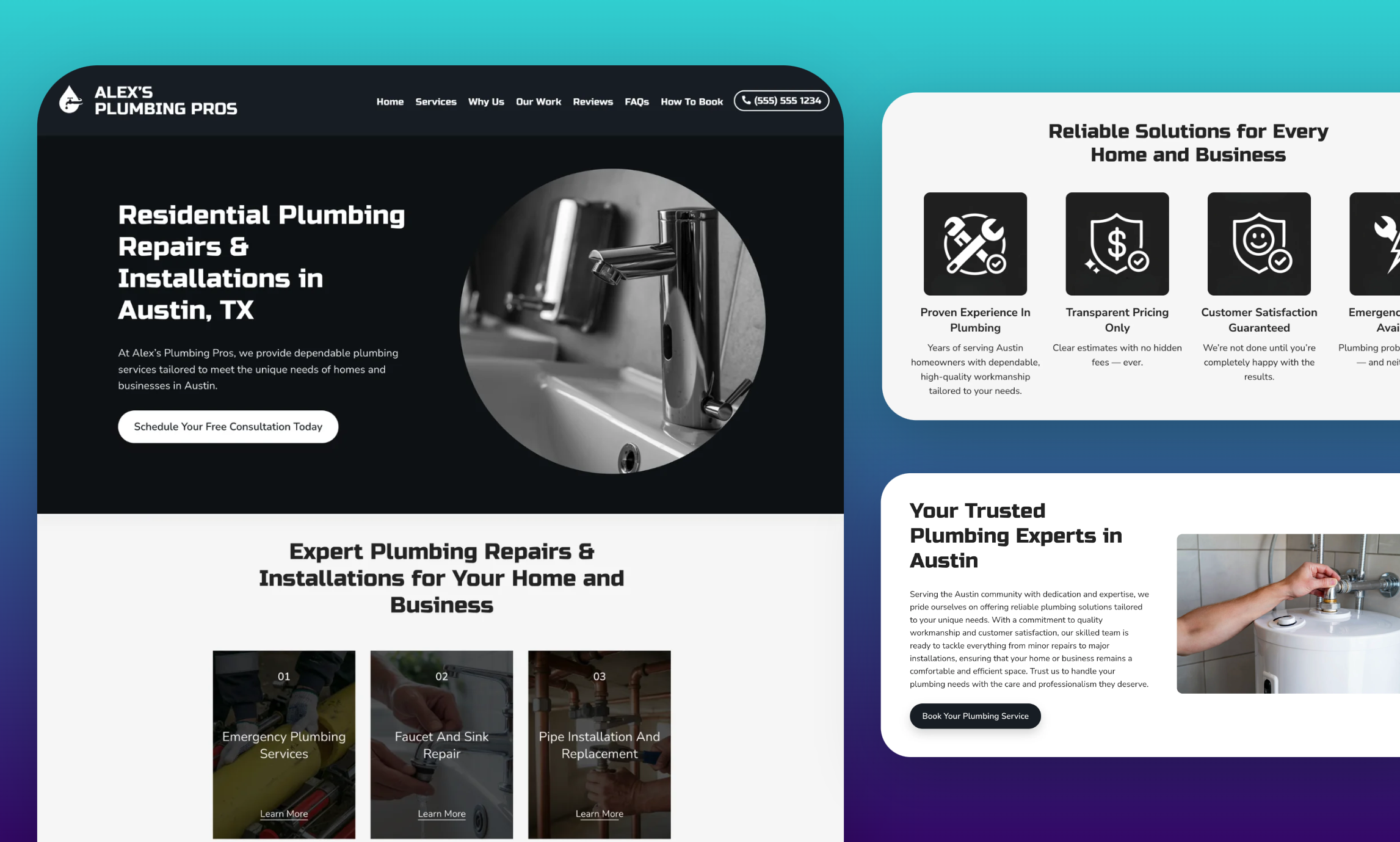 Preview of website template Alex's Plumbing Pros