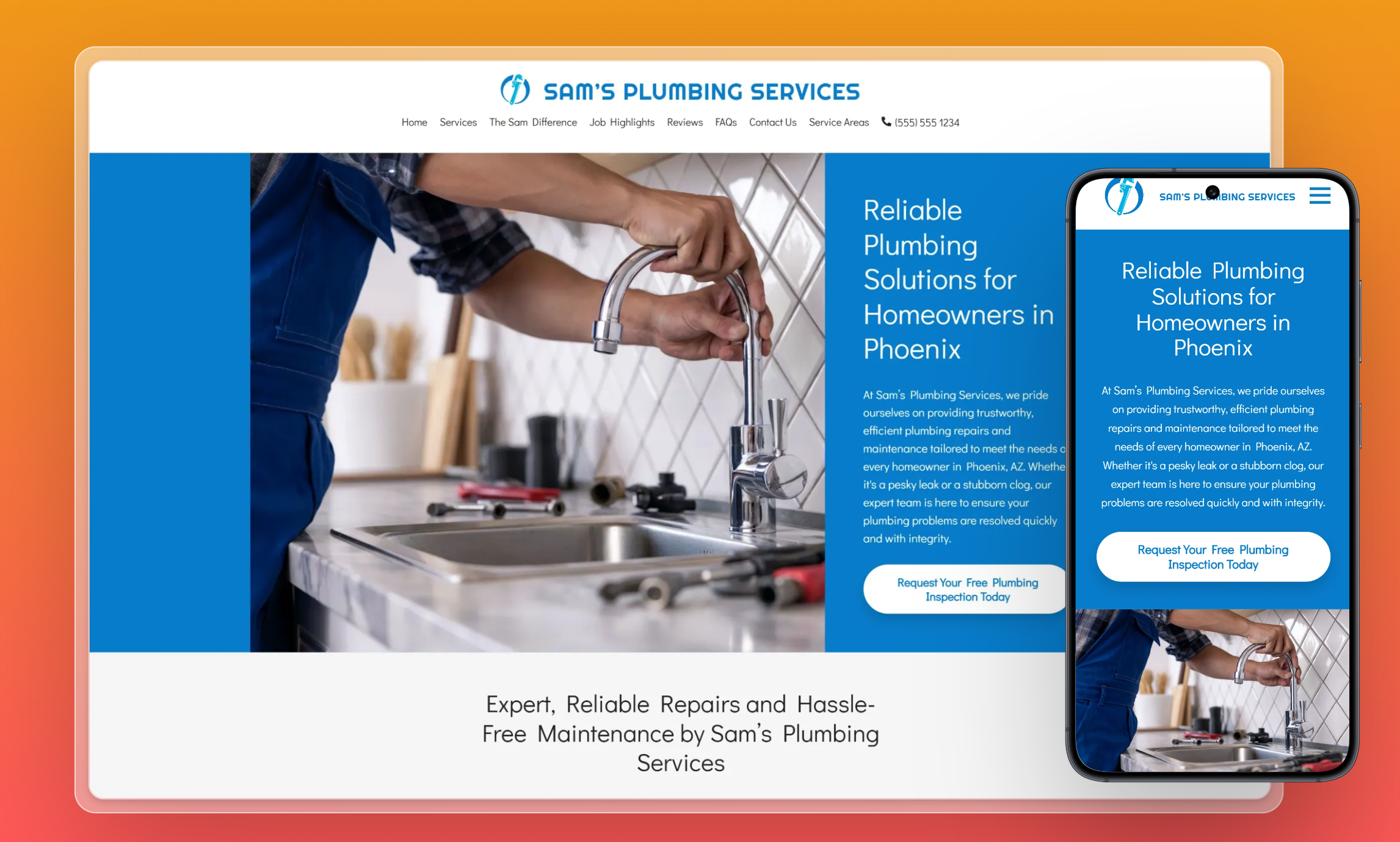 Preview of website template Sam's Plumbing Services