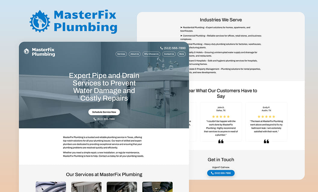 MasterFix Plumbing Plumbing Website Template