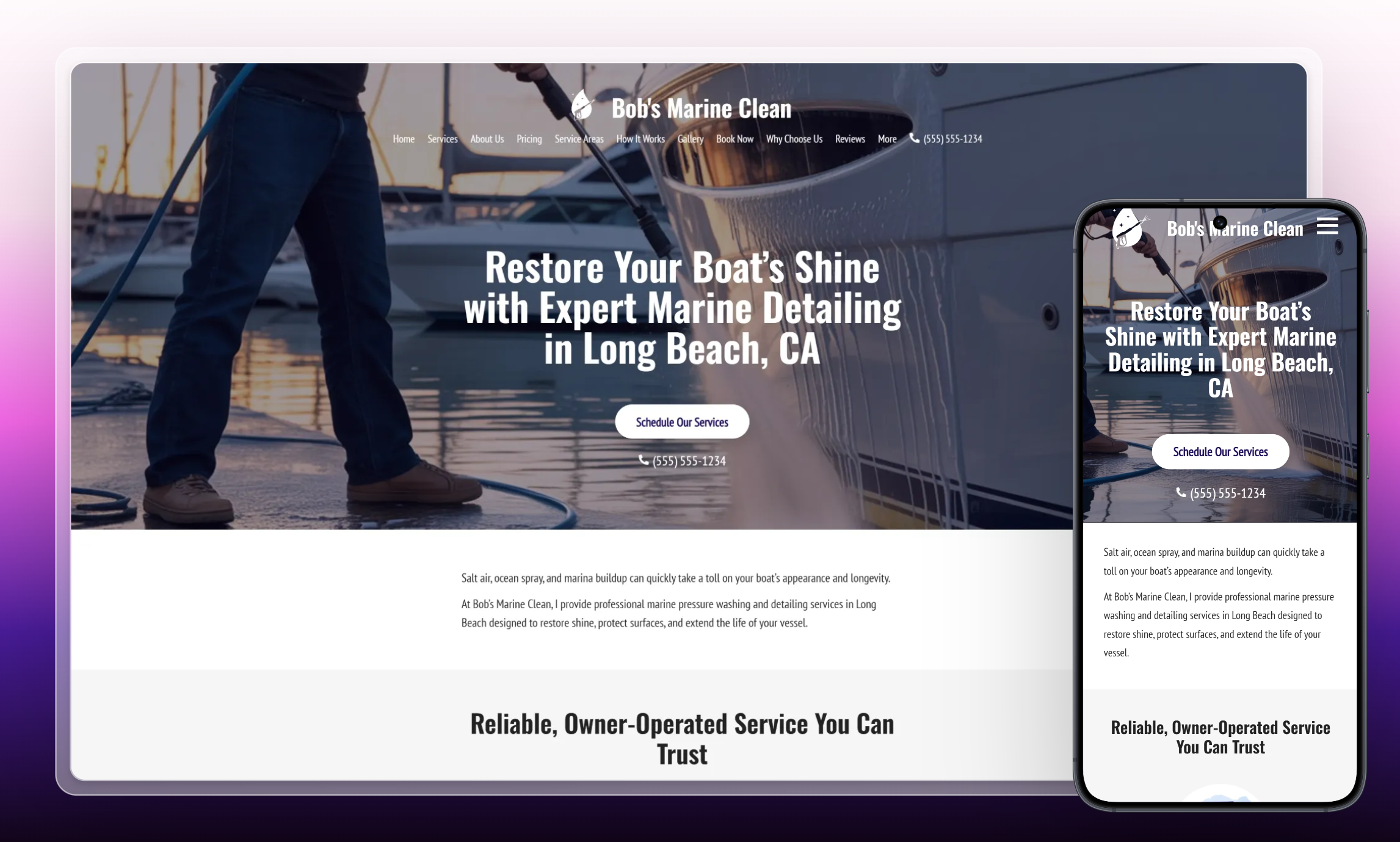 Preview of website template Bob's Marine Clean