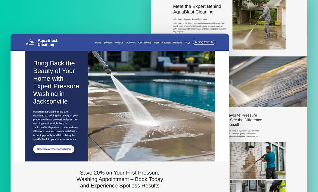 AquaBlast Cleaning Pressure Washing Website Template
