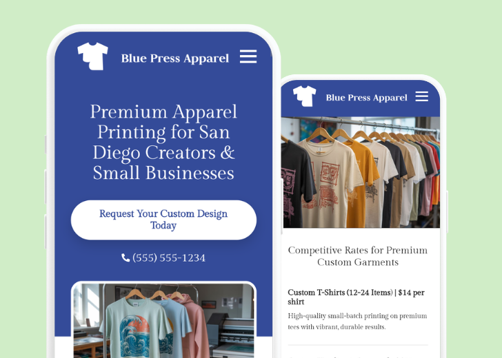 Revive Detailing and Spotless Touch landing pages in two smartphones, side by side, showing mobile view of the websites