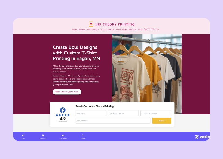 Screenshot of Zarla Editor's UI for selecting fonts and color palettes and uploading custom images
