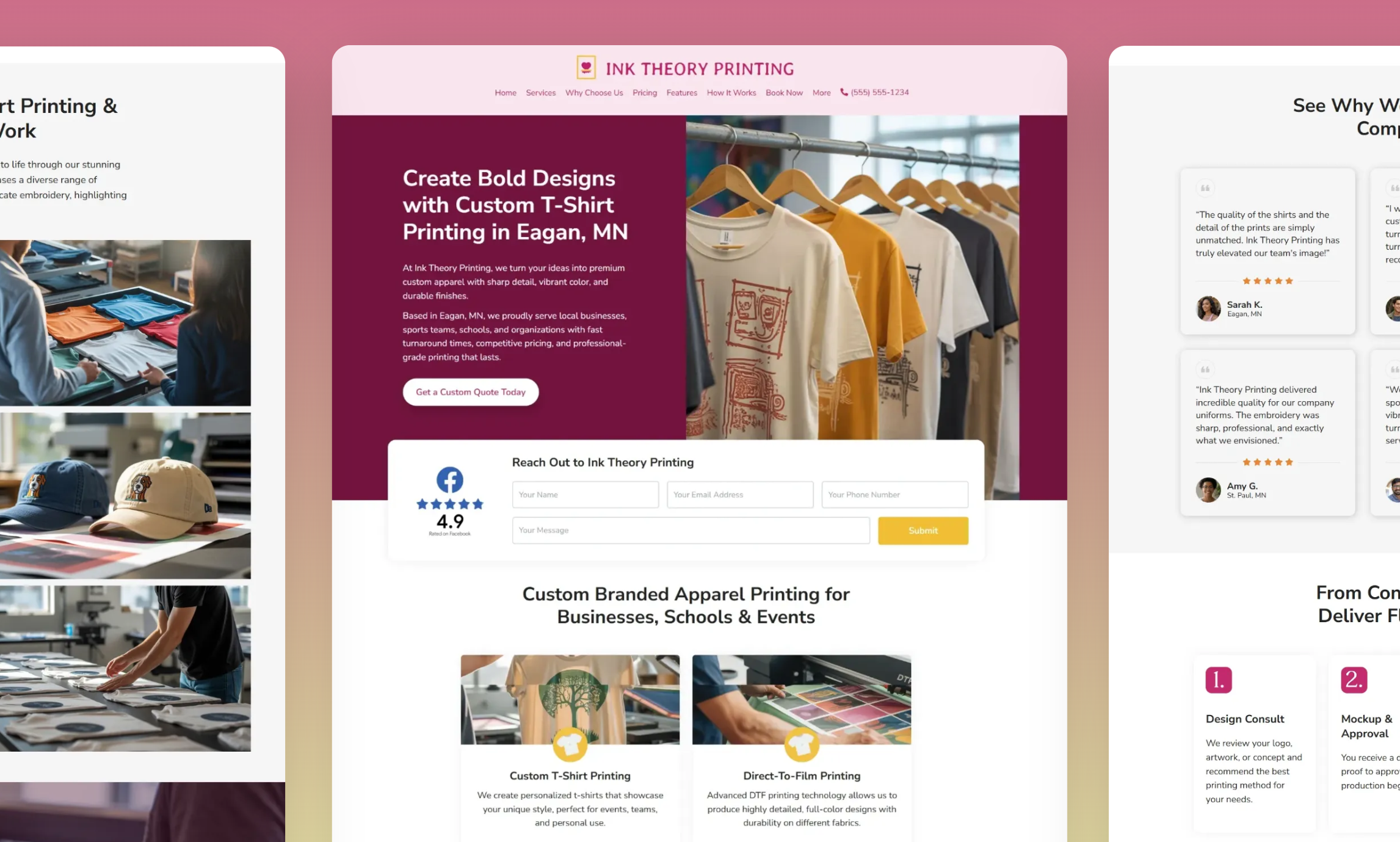 Printing website builder preview image created with Zarla