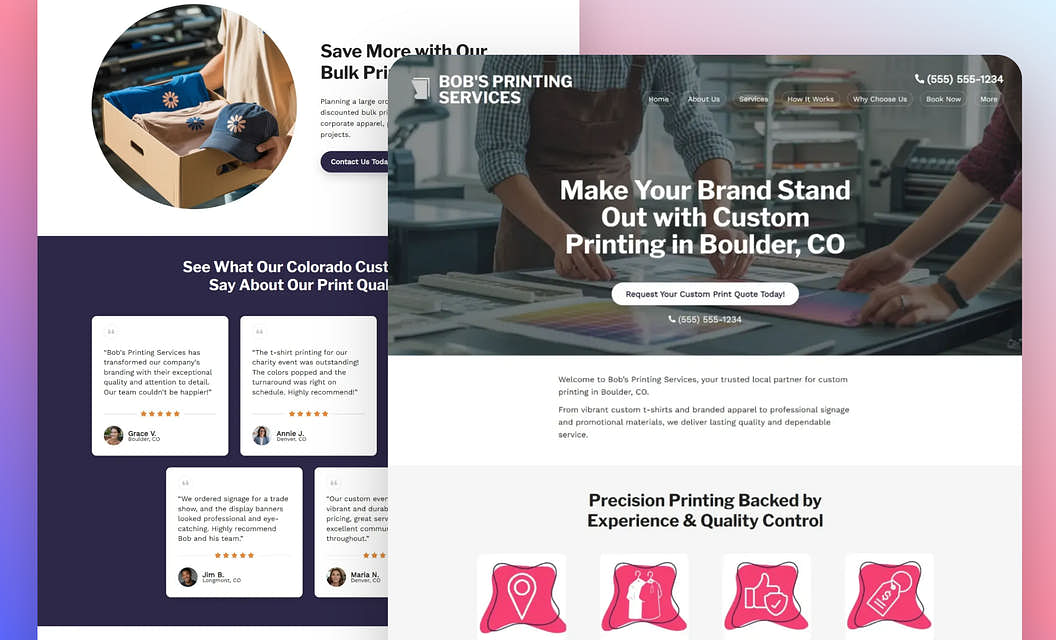 Bob's Printing Services Printing Website Template