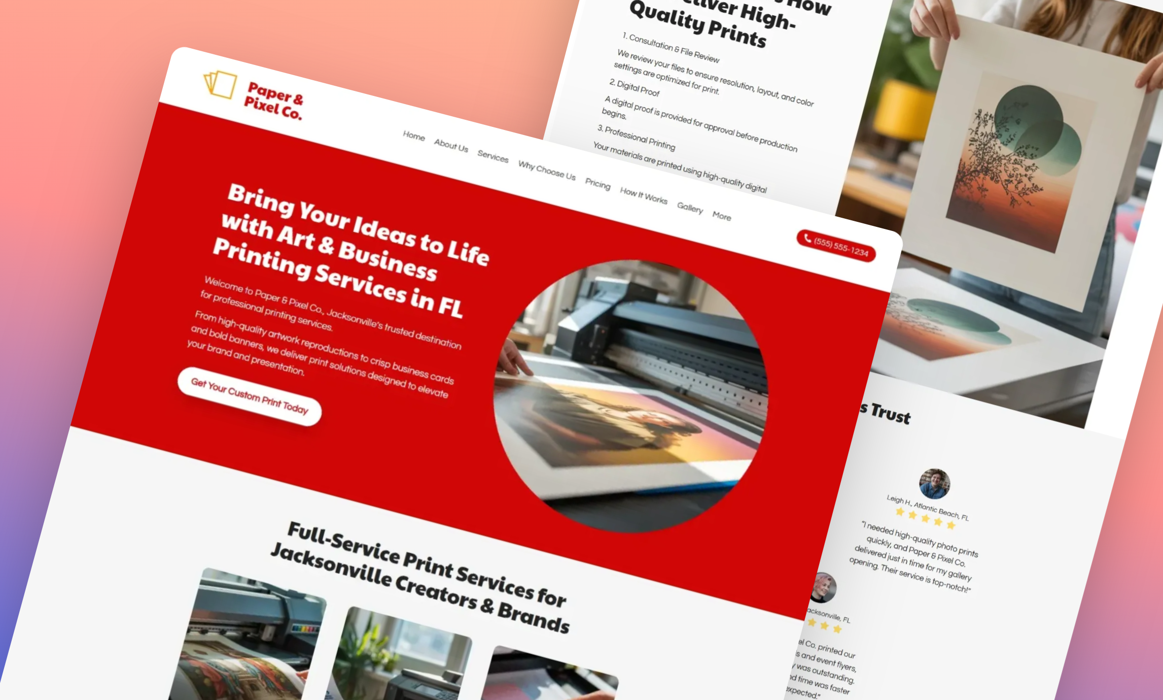 Preview of website template Paper & Pixel Co.