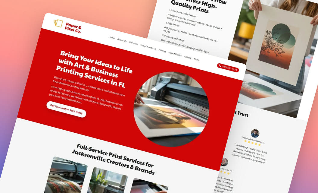 Paper & Pixel Co. Printing Website Template