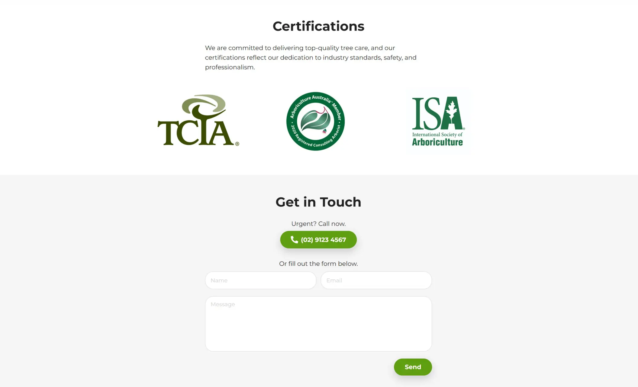 RapidTrunk Solutions' website displaying certifications, and a contact form