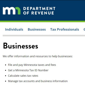 Register for a Minnesota State Tax ID.