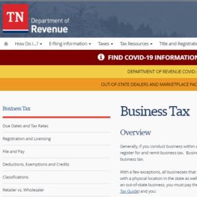 Register for Tennessee business tax.