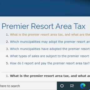 Register for premier resort area tax.