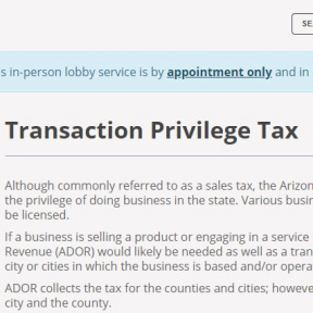 Register for Transaction Privilege Tax (TPT).