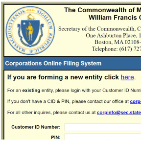 Register your business in Massachusetts.