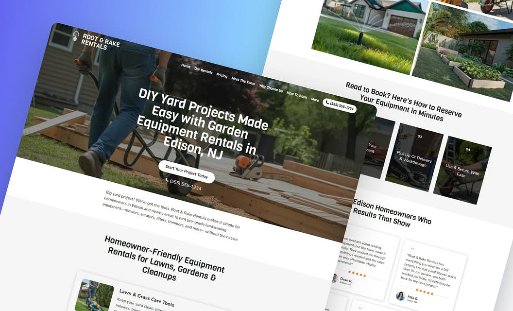 Root & Rake Rentals Equipment Rental Website Template