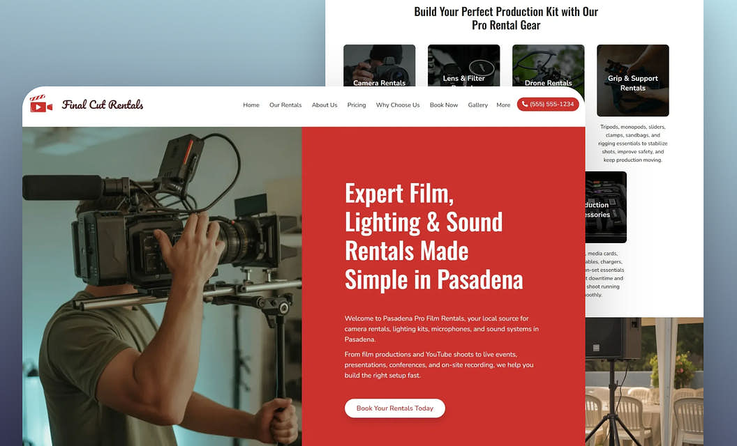 Final Cut Rentals Equipment Rental Website Template