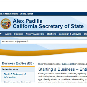 Review California formation options.