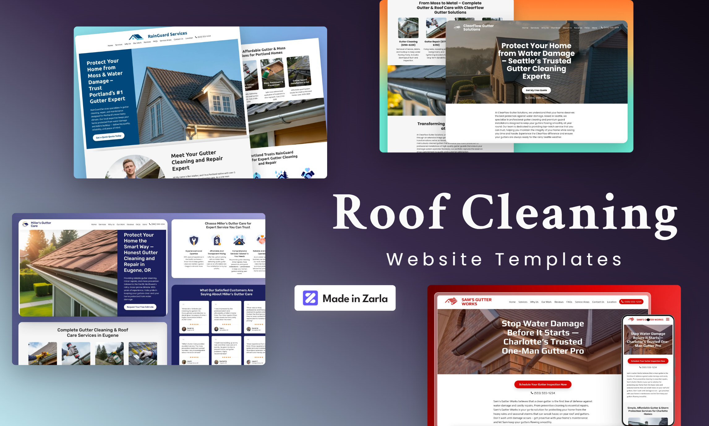 Collection of  roof cleaning website templates