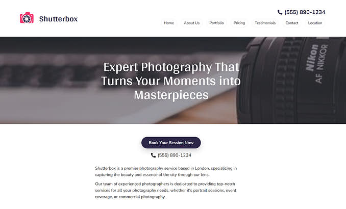 Shutterbox - Photography Website Template