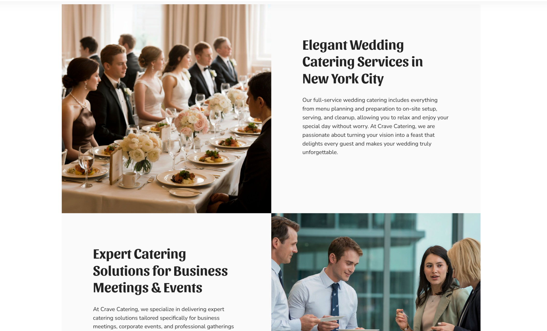 Team section of Signature Catering featuring a confident chef in a white jacket centered in a circular frame next to a paragraph titled “Culinary Creators of Excellence — The Team Behind the Dishes”