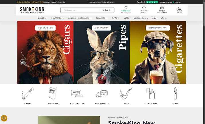 An example of a smoke shop website.