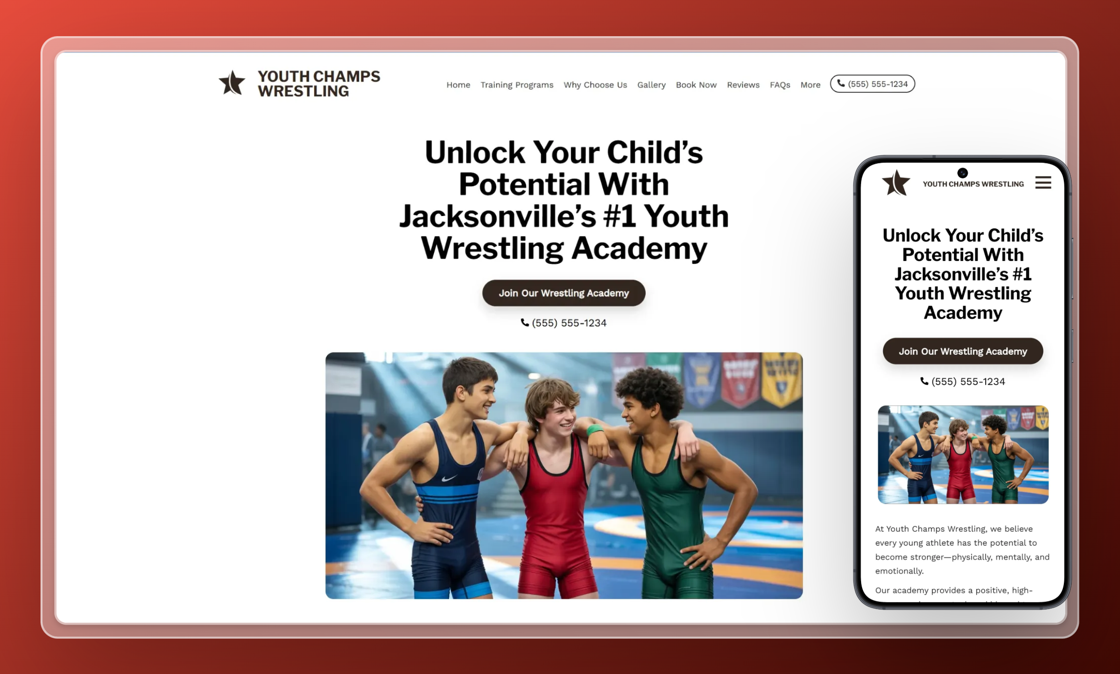 Preview of website template Youth Champs Wrestling