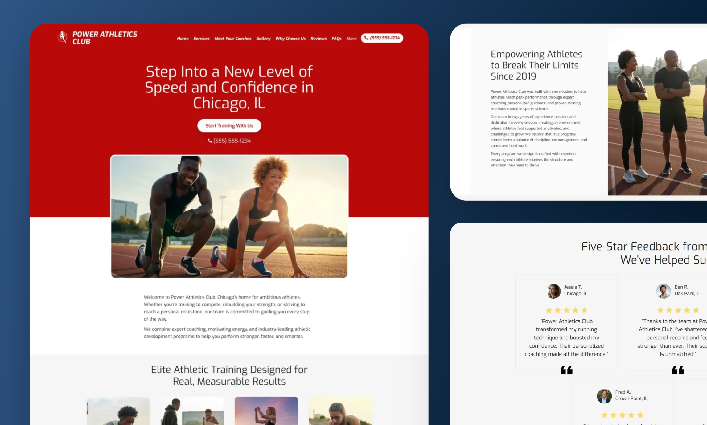 Preview of website template Power Athletics Club