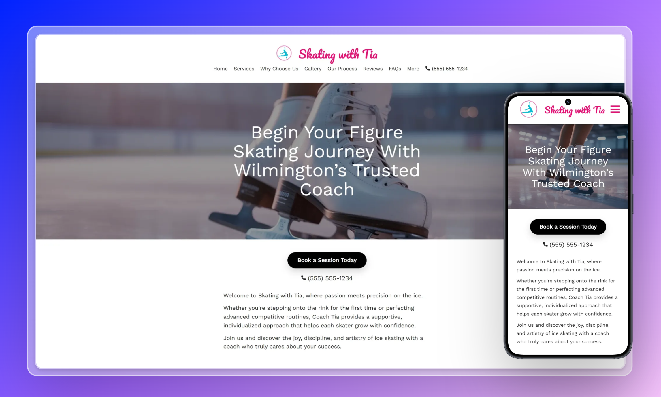 Preview of website template Skating with Tia