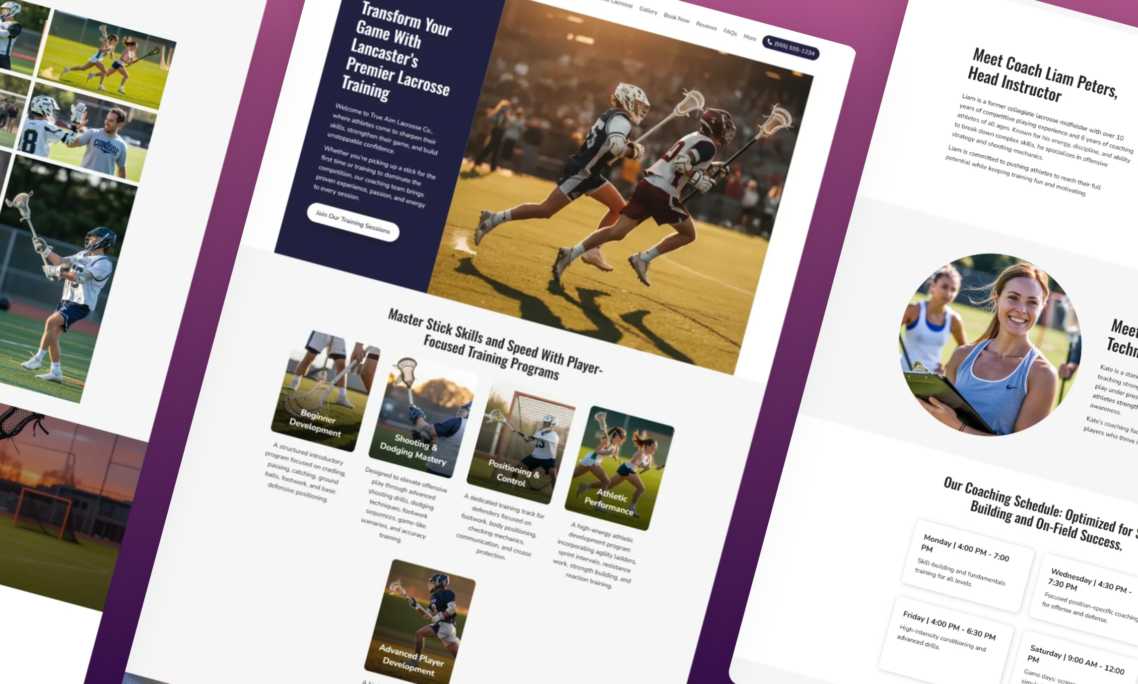 Preview of website template True Aim Lacrosse