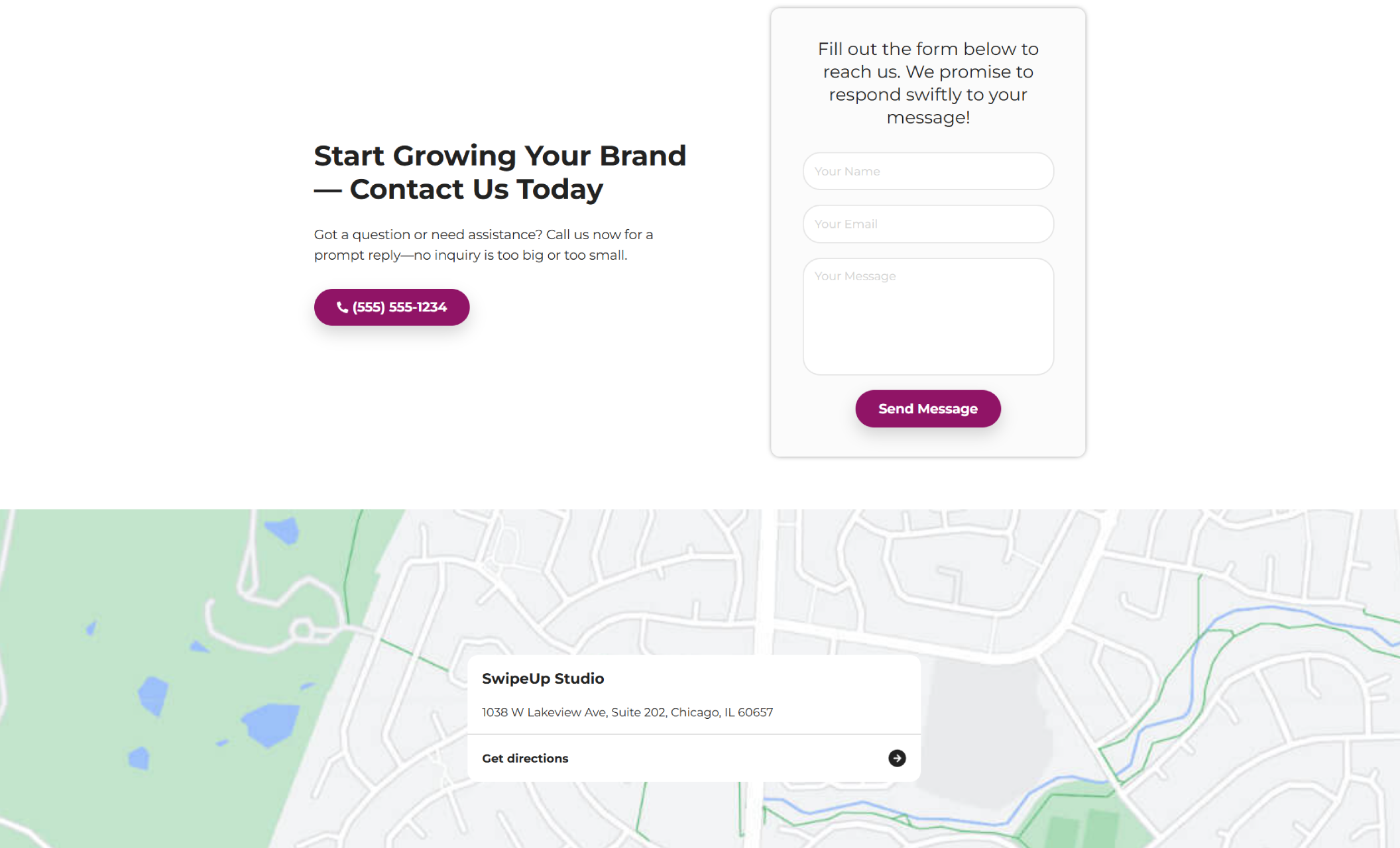 A bright section inviting users to “Book Your Free Strategy Call Now” with a call-to-action button and a colorful graphic of illustrated people in social media profile cards with hearts and message icons