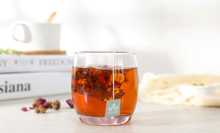 A cup of tea placed on a table.