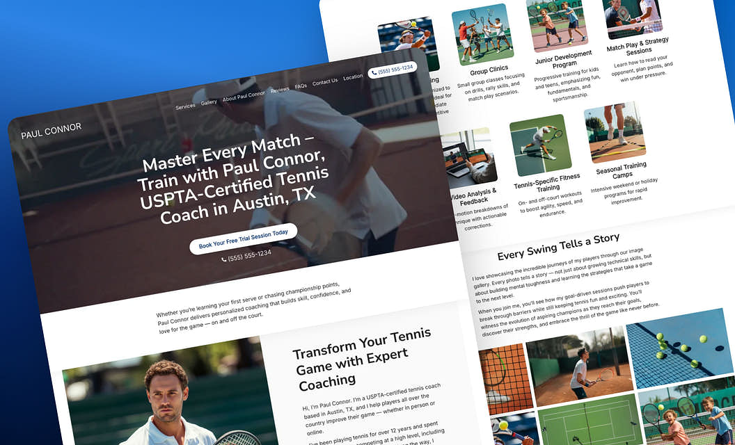 Paul Connor Tennis Website Template