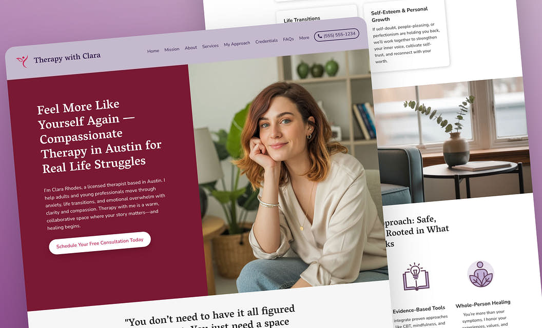 Therapy with Clara Therapist Website Template