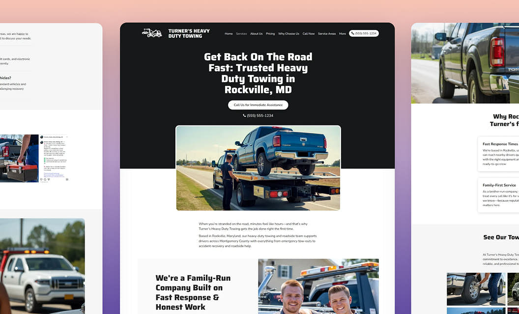Turner's Heavy Duty Towing Towing Website Template