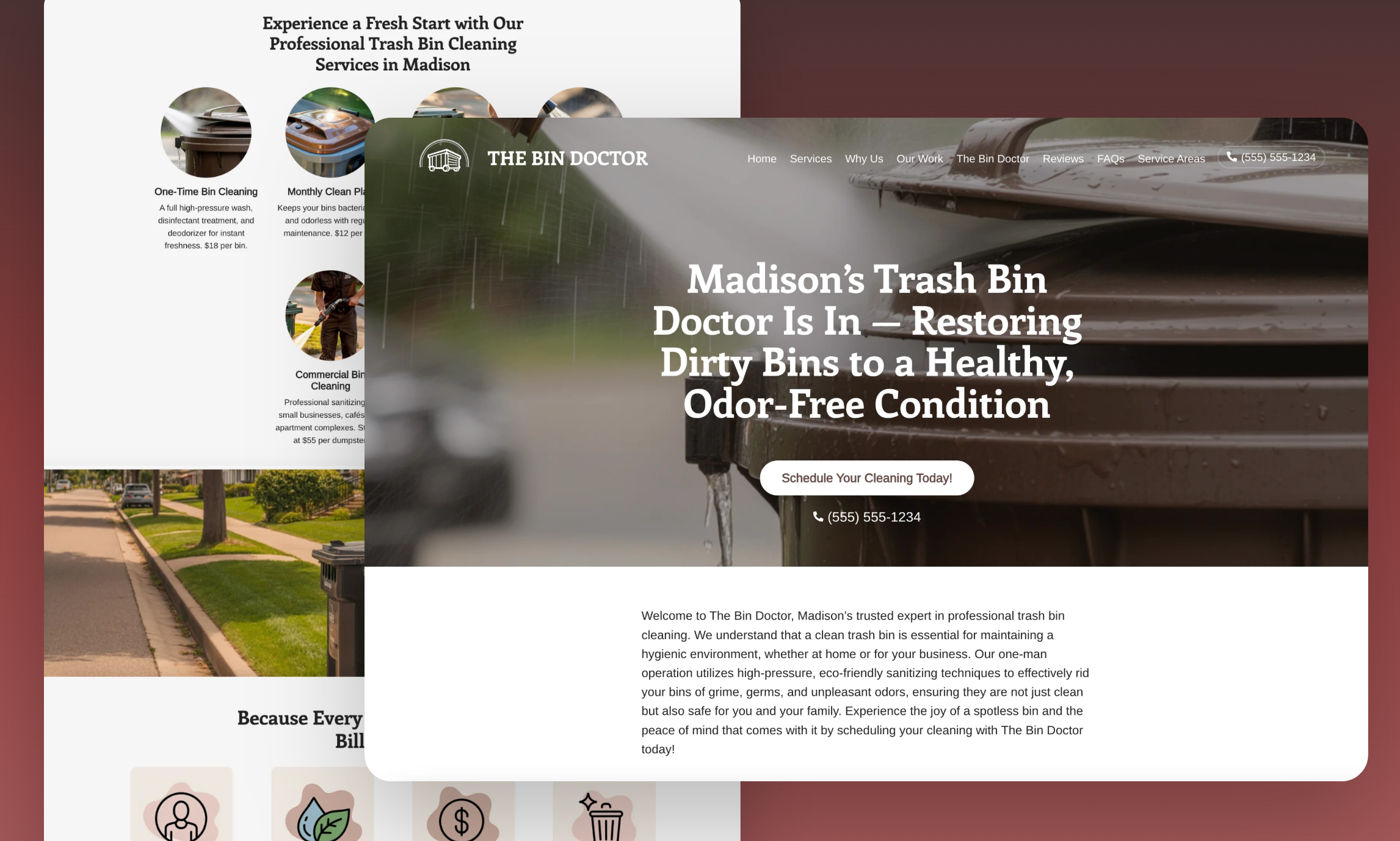 Preview of website template The Bin Doctor